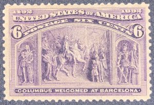 US #235 MLH OG.  1893 6c Columbian Commemorative.