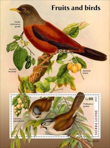 Sierra Leone - 2022 Fruits & Birds, Langsat, Parrotbill - Souvenir Sheet -