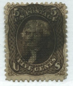 USA 1863 5 cents with F Grill used