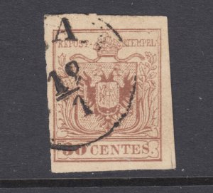 Lombardy-Venetia Sc 5d used. 1850 30c reddish brown Coat of Arms, sound