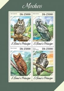 SAO TOME E PRINCIPE 2013 SHEET OWLS BIRDS st13608a