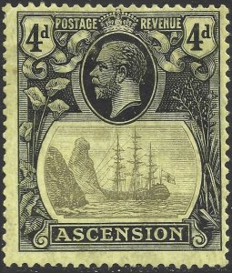 Ascension #15 Unused OG HR - 4p blk/gry (yellow paper) Seal of the Colony (1924)