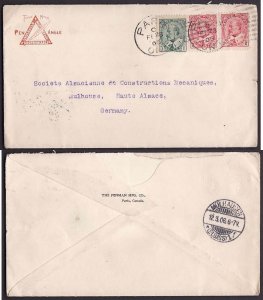 Canada-cover #10165-1c+2c(2) Edward-Germany-Brant Cnty-Paris, Ont duplex cancel