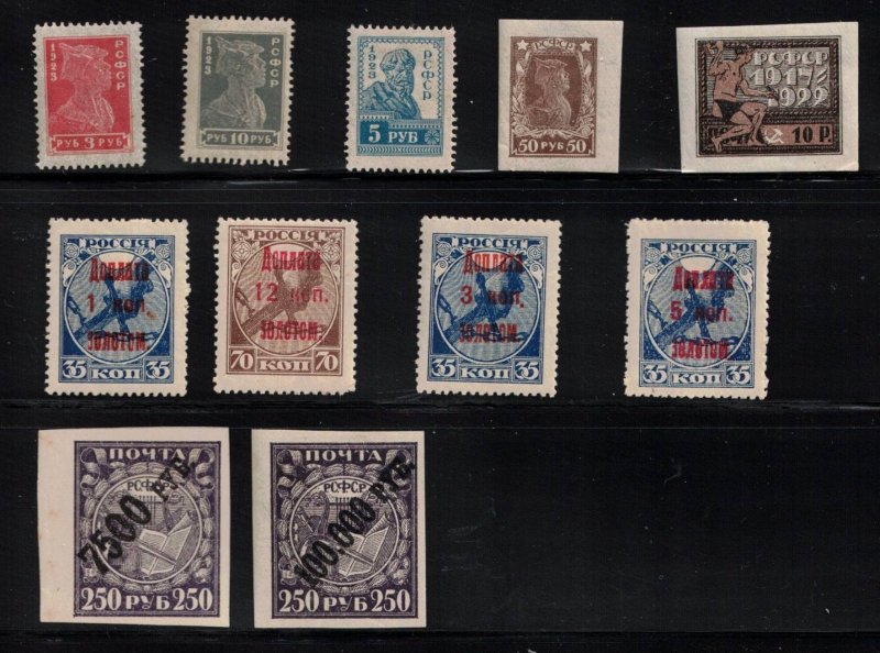 RUSSIA Scott # Various MH - Perforated, Imperf & Overprints