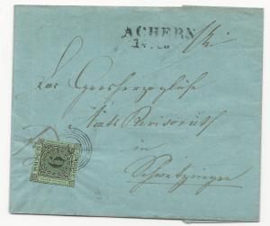 German States Baden Scott #3a on Cover w/ Cert February 14