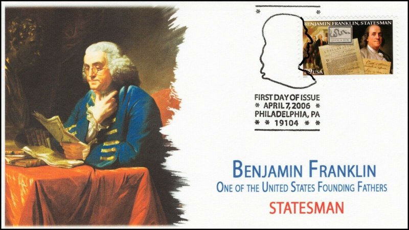 AO-4021-2, 2006,Benjamin Franklin, Add-on Cachet, FDC, Pictorial Postmark,