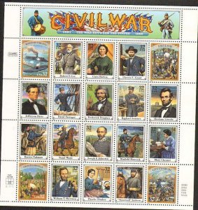 US  #2975 CIVIL WAR MINIATURE SHEET OF 20 VF NH