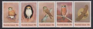 Norfolk Island MNH Strip 343 Boobook Owl