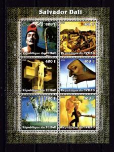 Chad 2002 Salvador Dali mini-sheet of 6 NH