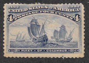 233 Unused, 4c. Columbian, Heavy hinge, thin, scv: $50, Free Insured Shipping