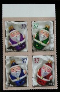 2004 37c Christmas Greetings, Ornaments, Block of 4 Scott 3883-86 Mint F/VF NH