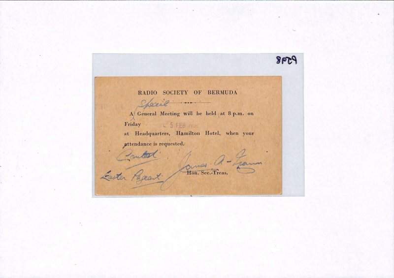 BERMUDA US NAVY KGVI Postal Stationery Card *RADIO SOCIETY* Hamilton 1954 PJ98