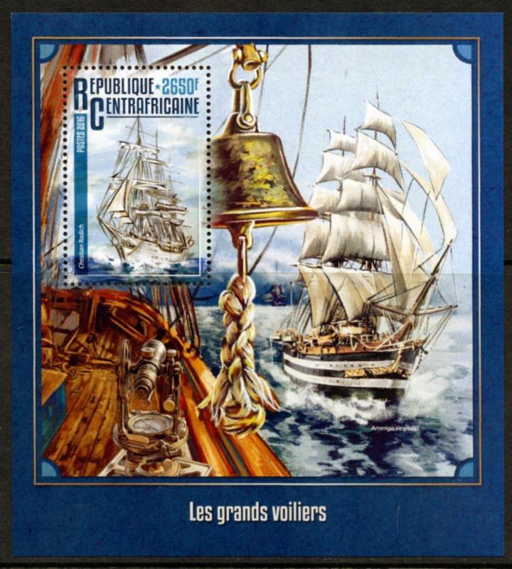 CENTRAL AFRICA 2016 GREAT SAILING SHIPS  SOUVENIR SHEET   MINT NH