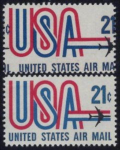 C81 - 21c Multiple 2-Way Color Shift Error / EFO 21c USA & Jet Mint NH