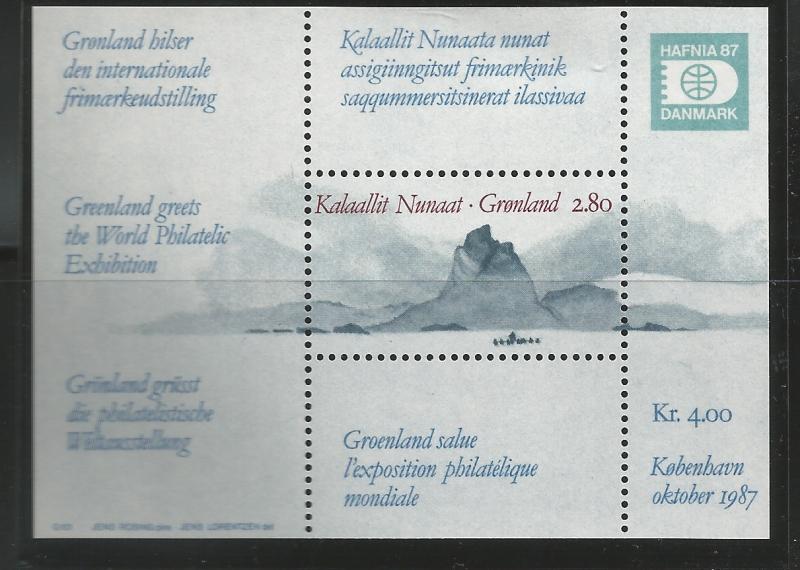 GREENLAND 199, SOUVENIR SHEET, UUMMANNAQ MOUNTAIN IN WINTER, MINT NEVER HINGE...