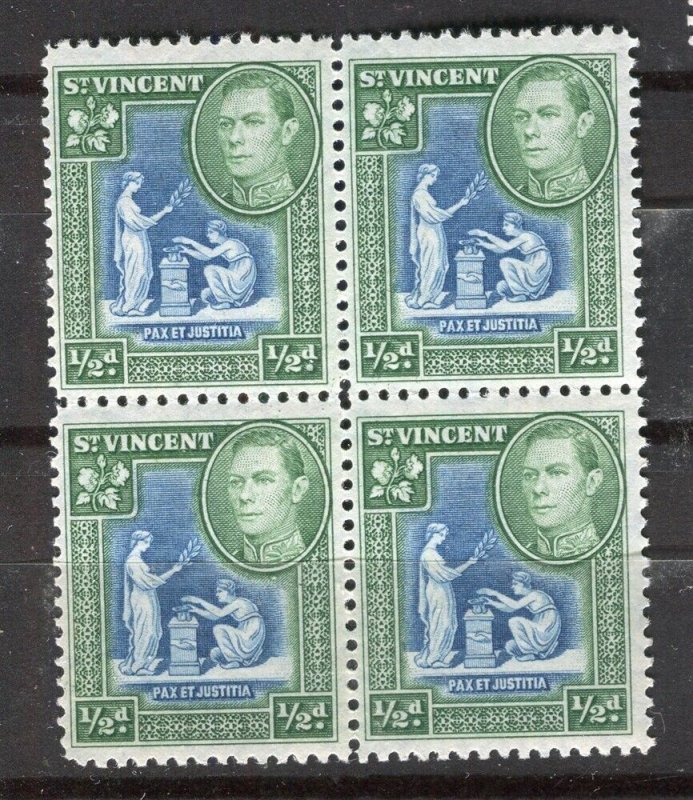 ST.KITTS & NEVIS; 1938 early GVI Pictorial issue Mint hinged 1/2d. BLOCK