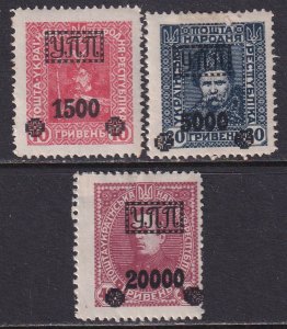 Russia Ukraine 1923 Sc NL Government in Exile in Warsaw 3 Stamp MH