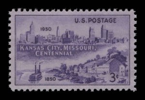 US Scott #994 MNH OG 3c Kansas City Skyline eGraded With Certificate Gem 100