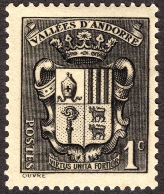 1937, Andorra, French Administration 1c, MLH, Sc 65