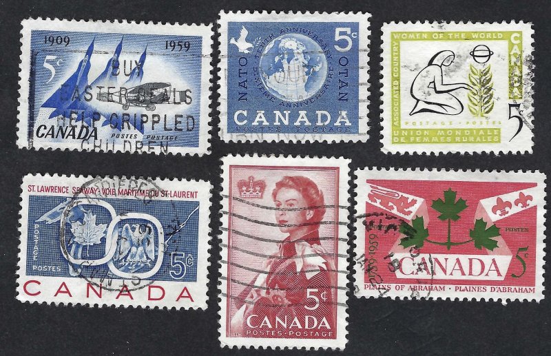 Canada #383-388 1959 Commemoratives. Used.