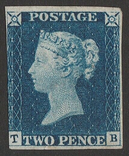 GREAT BRITAIN 1840 QV 2d no lines, plate 1, letters TB. cat £45,000. Certifcate.