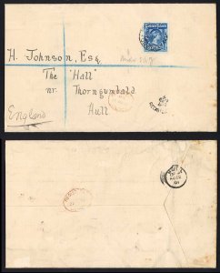 Falkland Is SG51 2/6 Deep Blue on a Commercial Cover VERY RARE