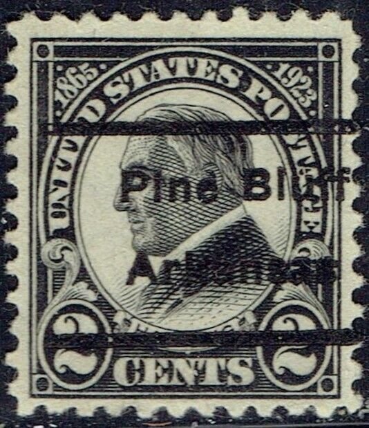 1923 2c Black Harding w/precancel f/PINE BLUFF AR 610-L-2TSvar1 12.5mm SCARCE!!