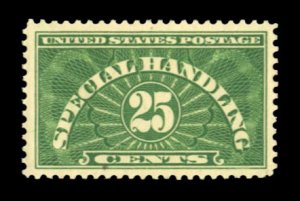 United States, Special Handling #QE4 Cat$37.50, 1924 25c green, never hinged,...