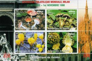 GUINEA 1998 Milan'98 Philatelic Exhibition Mushrooms Sheet (4) Perforated mnh.vf