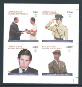 Equatorial Guinea #Honoring Prince Charles of England - Imperf Sheetlet of 4 NH