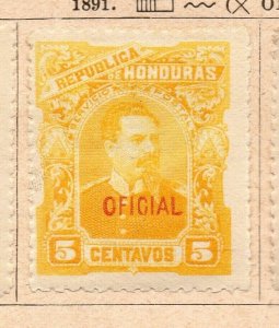 Honduras 1891 Early Issue Fine Mint Hinged 5r. Official Optd NW-238147