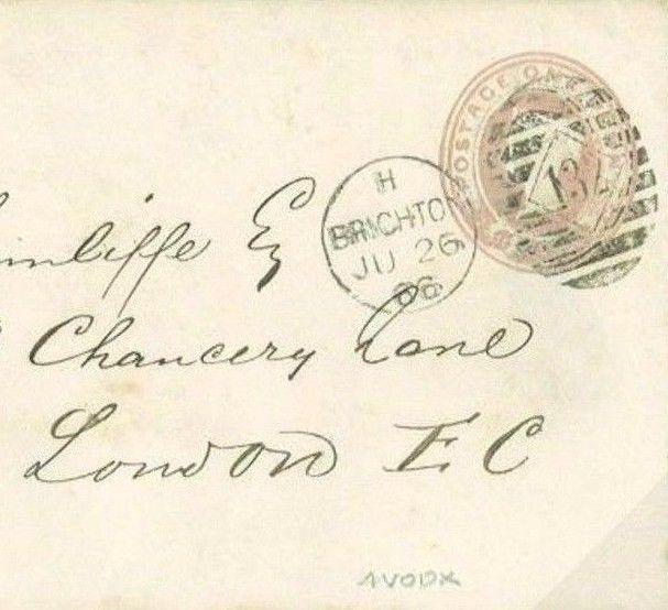 N128a 1866 GB NUMERALS *Brighton Duplex Error* 4VODX(London Style) 1d Pink Cover