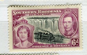 S.RHODESIA; 1937 early GVI Coronation issue fine Mint hinged Shade of 6d. value