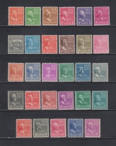 US, 803-831, MNH, VF, PREXIE, 1938 PRESIDENTIAL SERIES MINT NH, OG