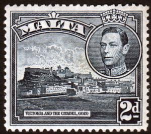 Malta KGVI 1938 2d Slate-Black SG221 Mint Hinged