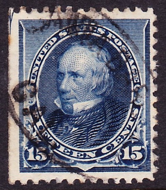 Scott 227, Used, 15c Small Banknote, Santa Barbara, Cal. in Oval, SE with arrow