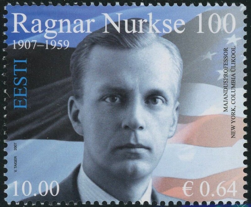 Estonia #578 Ragnar Nurkse Economist 10K Postage Stamp 2007 Eesti MLH