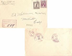 United States California Patterson Registered 1933 purple double ring  3c Was...