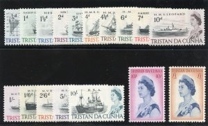 Tristan Da Cunha 1965 QEII Ships set complete superb MNH. SG 71-84b.