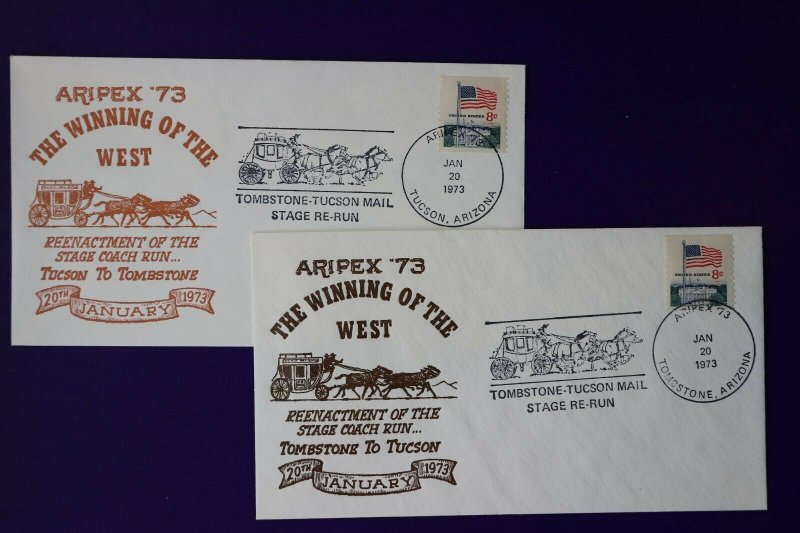 ARIPEX 1973 Philatelic show souvenir cachet cover Tombstone Tucson AZ Stage Mail