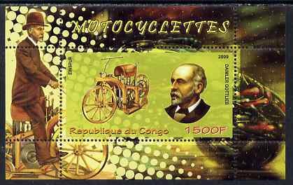 CONGO KIN. - 2009 - Motorcycles & Daimler - Perf Min Sheet - MNH-Private Issue