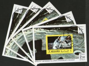 Manama - Ajman 1970 Apollo Astronut & Lunar Experiment Space M/s Cancelled x ...