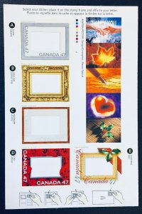 Canada #1918 47¢ Christmas Frames Sheet of 5 with 5 stickers (2001). MNH