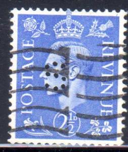 Great Britain  262a  U, wmk sideways, perfin   -   cat$10.00