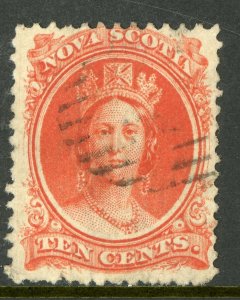 Canada 1860 Nova Scotia 10¢ Vermillion Scott #12 VFU Z107