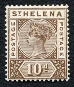 St Helena SG52 10d M/M (tone spot) Cat 28 pounds