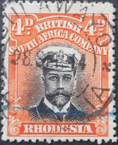 Rhodesia Admiral Die I 4d p15 with Bulawayo crosses (DC) postmark