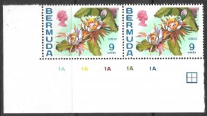 BERMUDA 1970 9c Cereus Flower Issue PLATE No Pair Sc 261 MNH