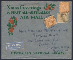 AUSTRALIA 1931 Christmas Mail England-Australia airmail cover.
