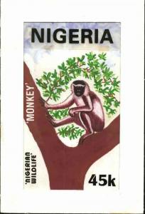 Nigeria 1984 Nigerian Wildlife - original hand-painted ar...